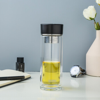 膳魔师(THERMOS) 透明便携玻璃杯双层隔热水杯男女...
